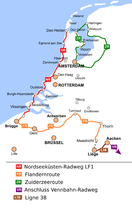 BeNeLux Radwege Übersichtskarte