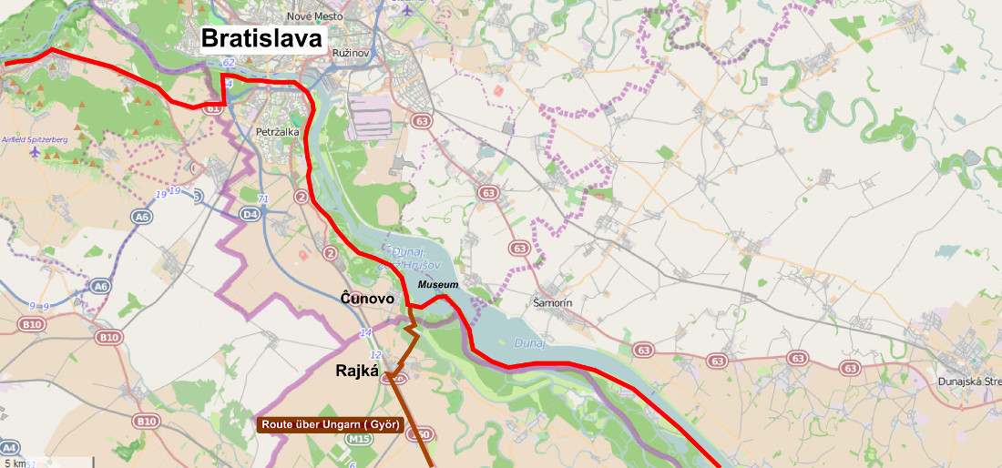 Donau-Radweg Karte Wien-Bratislava-Etappe 2