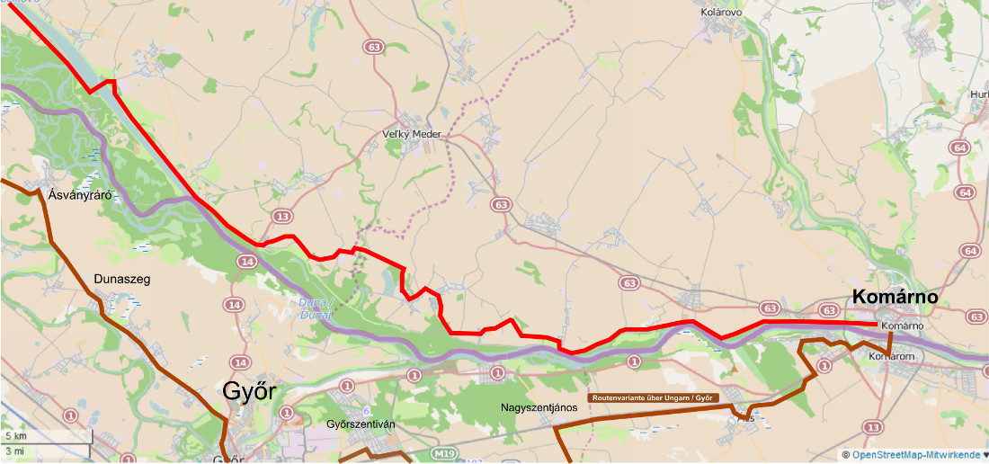 Donau-Radweg Karte Wien-Bratislava-Etappe 3