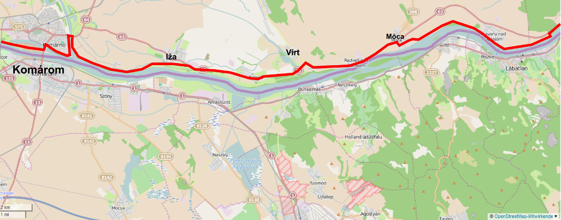 Donau-Radweg Karte Wien-Bratislava-Etappe 4