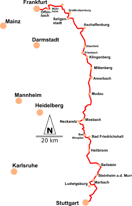 Radkarte Frankfurt - Stuttgart